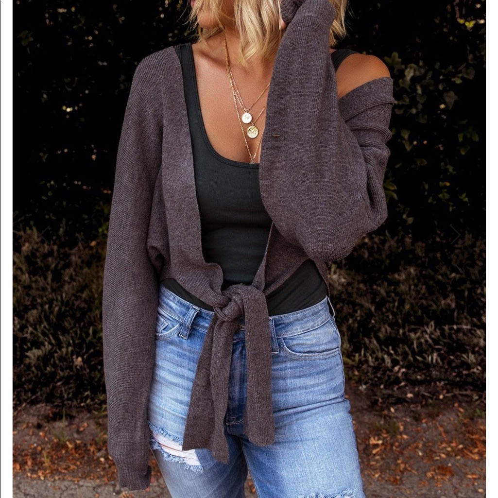 Soft Cropped Tie Cardigan Size Large